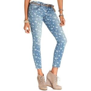 Free People🌿 Floral Blue Jeans